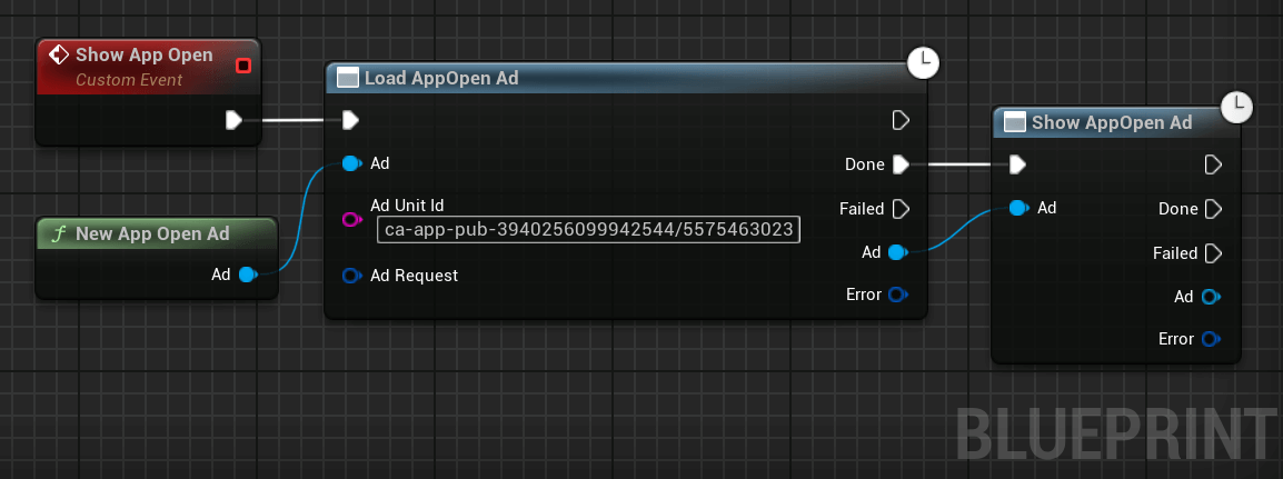 show app open blueprint code example