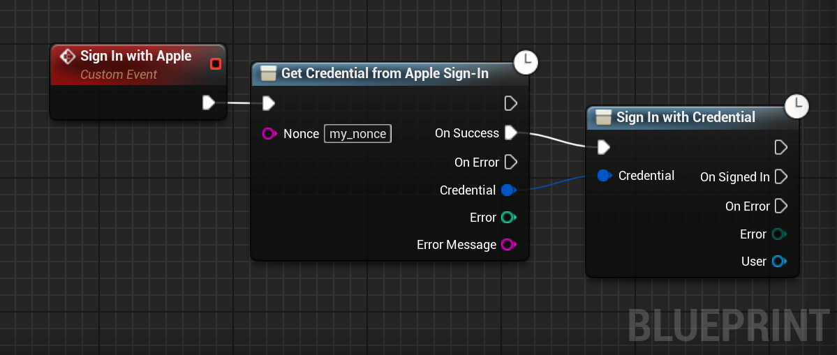 Signin with apple unreal engine blueprint example