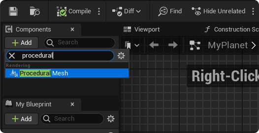 Add a component button