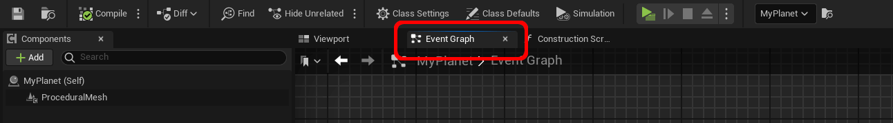 Event graph tab